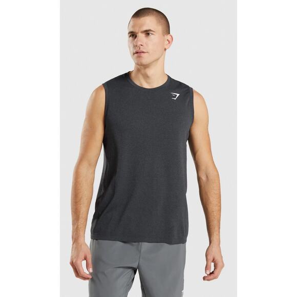Gymshark Arrival Seamless Tank Top Mens Small Black Marl New Shirt A1A2V Muscle - Picture 1 of 10